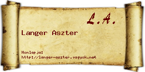 Langer Aszter névjegykártya